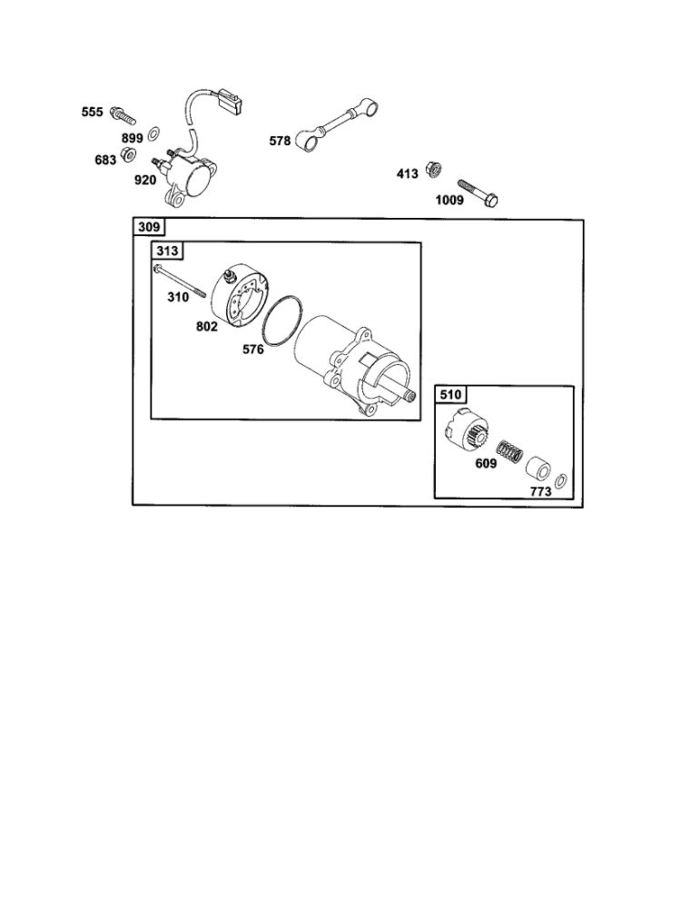 Motor-Starter Diagram and Parts List for 185400-185499 0412-0599 Briggs and Stratton Engine